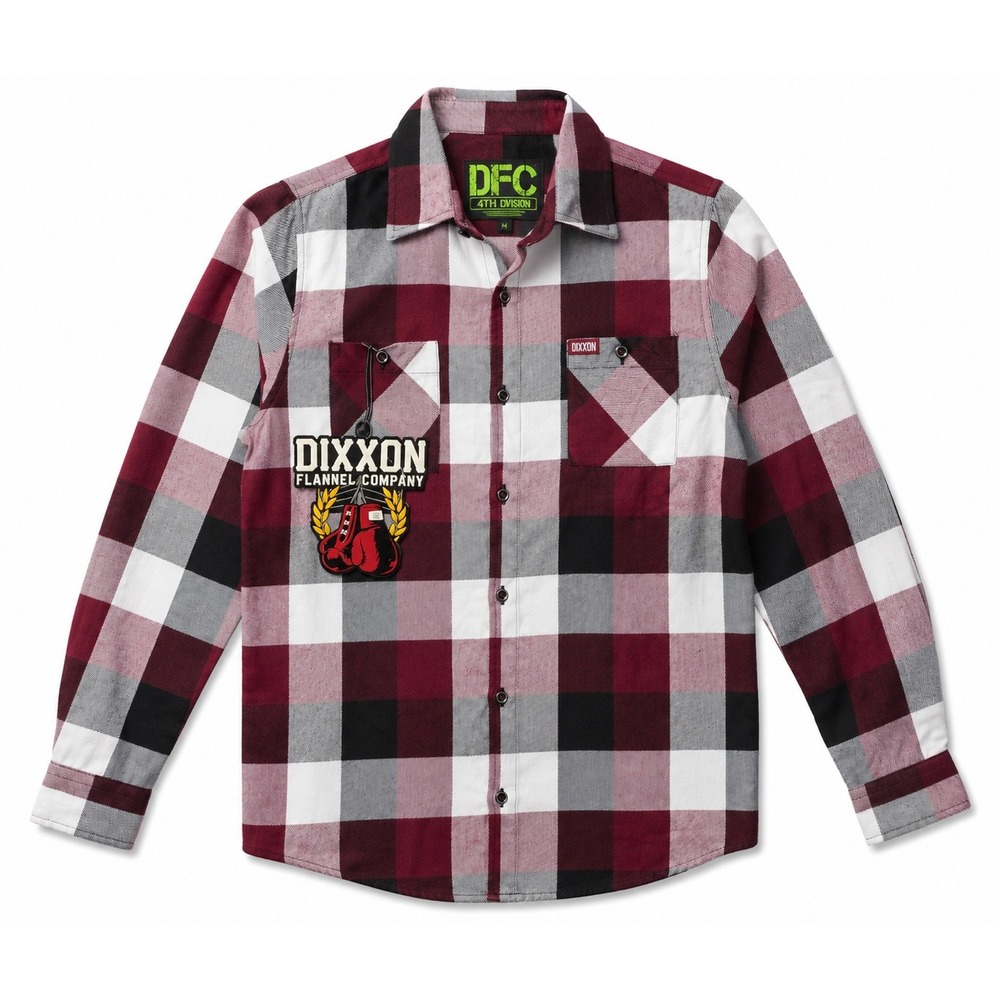 Dixxon Flannel Co Youth XL Maroon Black White Plaid D-Tech Button Shirt NWT
